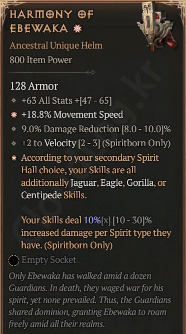 [Diablo 4] Unique Helm [Harmony of Ebewaka] Info