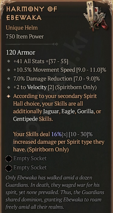 [Diablo 4] Unique Helm [Harmony of Ebewaka] Info