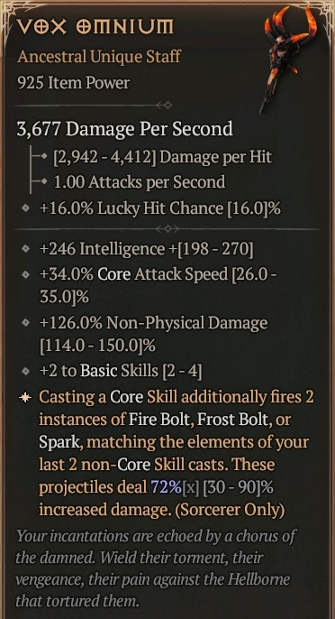 [Diablo 4] Ancestral Unique Staff [Vox Omnium] Info