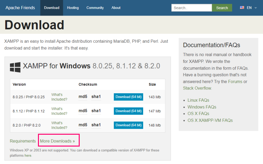 Windows 10 환경에서 Apache, Mysql, PHP를 간단히 실행할 수 있는 XAMPP 무설치 버전