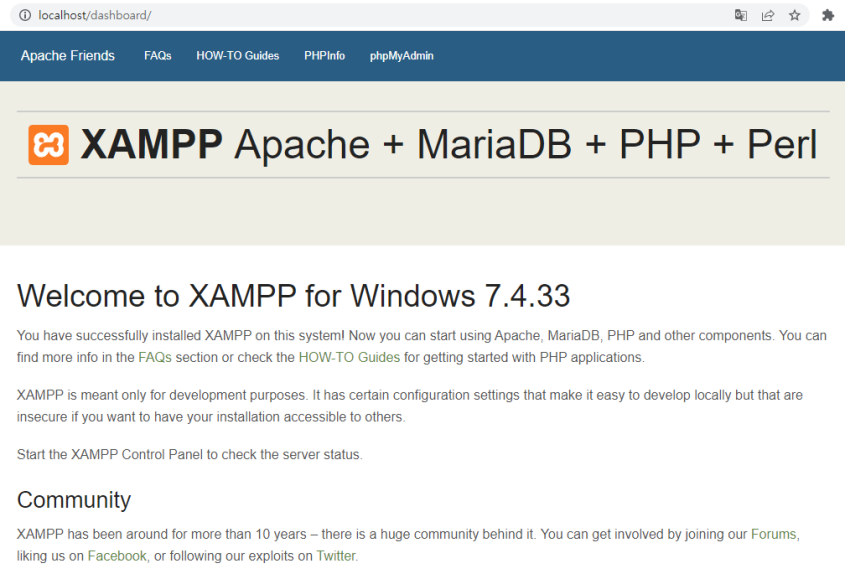 Windows 10 환경에서 Apache, Mysql, PHP를 간단히 실행할 수 있는 XAMPP 무설치 버전